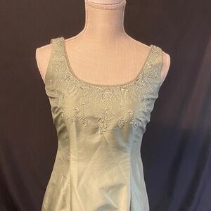 Talbots Pale Sage Green Beaded Prom Dress